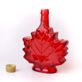 red colored 250ml maple shaped wine/honey/syrup glass bottle with screw plastic cap